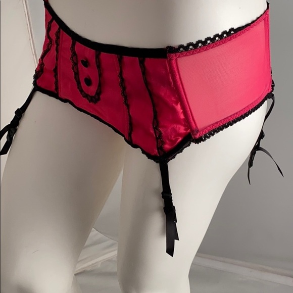 Victoria’s Secret Sexy Little Things hot pink satin thong panty with garters - Picture 3 of 16